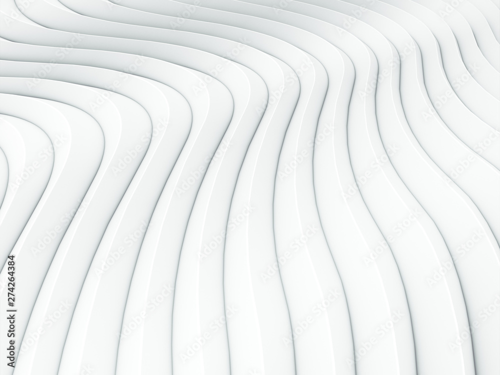 Aufkleber Wave band white abstract background surface. 3d rendering