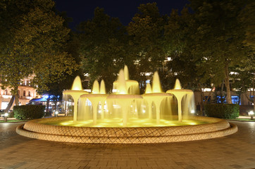 Fountains and parks in the city of Baku Azerbaijan