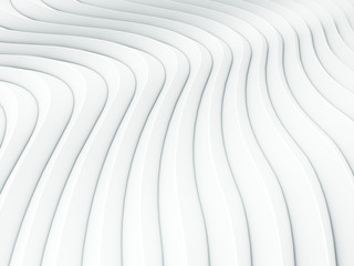 Wave band white abstract background surface. 3d rendering