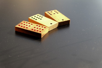 Old chinese game mahjongg on black background