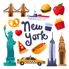 Super Cute New York Culture Icons Set