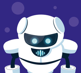 Technology robot cartoon over blue background