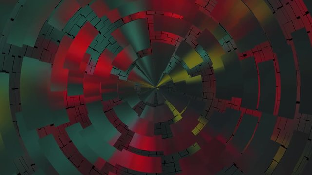 Colored Geometric Gadget. Abstract design gadget, rectangular colored pieces rotating, full HD, 10 seconds duration.