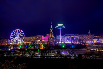 Night view of Edinburgh, Scotland, UK. Long Exposure Photography 