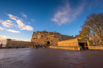 View of Edinburgh Castle after the sunrise.