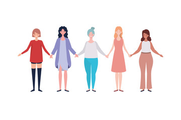 Fototapeta premium young women standing on white background