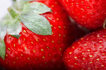 Juicy, ripe natural red strawberries without GMO. Strawberry - full frame. Close-up