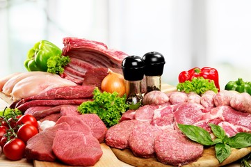 Fresh Raw Meat Background on  background