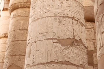 Columns in Hypostyle Hall of Karnak Temple, Luxor, Egypt