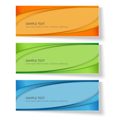 Naklejka premium Card with abstract wavy lines Orange blue green curved lines on a colored background Creative card template design element ads poster Abstract background for business card layout template Vector set