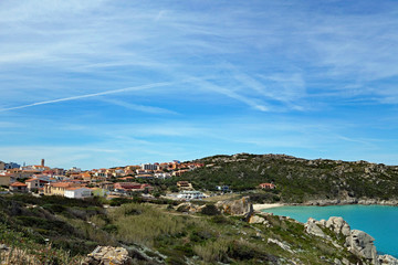 Sardinien Santa Teresa Gallura Blick auf Stadt und Strand