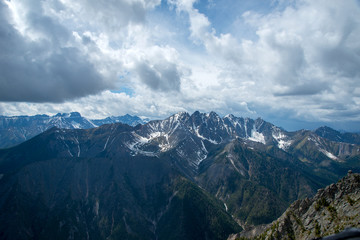 Arshan. The peak of love in Arshan. Sayan mountains. Mountain ranges. Mountain peaks of the Sayan mountains.