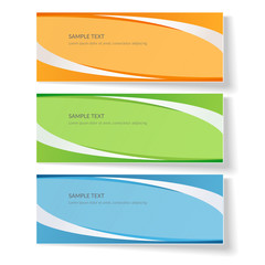 Fototapeta premium Card with abstract wavy lines Orange blue green curved lines on a colored background Creative card template design element ads poster Abstract background for business card layout template Vector set