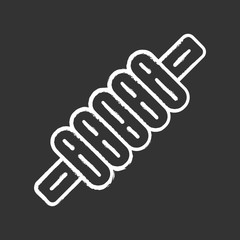 Cricket bail chalk icon. Sport equipment. Cylindrical piece of wood. Top part of wicket. Horizontal crossbar on gate. Bat and ball team game. Sports activity. Isolated vector chalkboard illustration