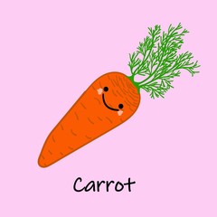 cute cartoon vegetables with smiles on faces and emotions. CARDS FOR CHILDREN'S EDUCATION.Cute vegetable character.