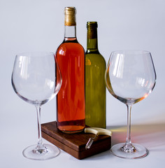 red wine and two glasses