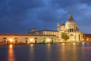Fototapeta na wymiar Venice cathedral basilica della salute unedral city under moon light