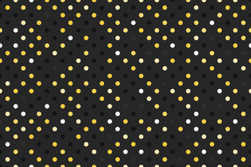 Dark with gold polka dot. Wide Seamless pattern Vector background. Black surface design © Inga Maya