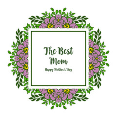Vector illustration art purple wreath frame for card of best mom