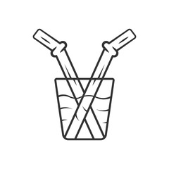 Glass drinking straw neon light icon