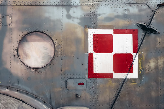 Polish Air Force checkerboard on a Mil Mi-8 medium twin-turbine helicopter