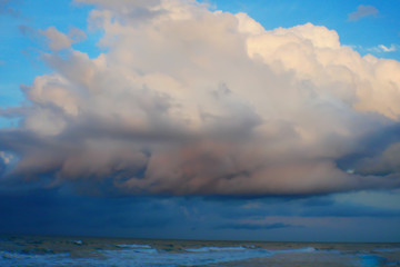 beach sky clouds shore  blue 