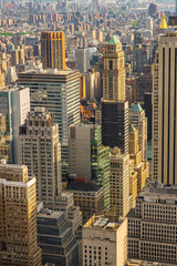 Midtown and downtown skyscrapers of New York cityscape view from rooftop Rockefeller Center