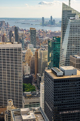 Midtown and downtown skyscrapers of New York cityscape view from rooftop Rockefeller Center