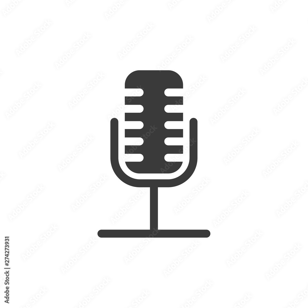Fototapete microphone icon template black color editable. microphone symbol flat vector sign isolated on white 