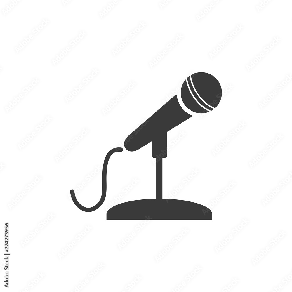 Poster microphone icon template black color editable. microphone symbol flat vector sign isolated on white 