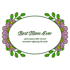 Vector illustration texture purple wreath frame for template of best mom
