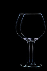 two Wine glasses on blackcopy space