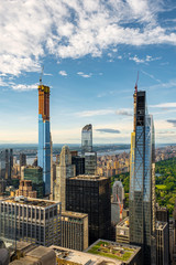 Fototapeta na wymiar Sunset view cityscape of Upper East Side skyscrapers