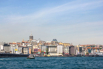 Fototapeta na wymiar Cityscape architecture of Beyoglu district with Galata tower, Istanbul skyline