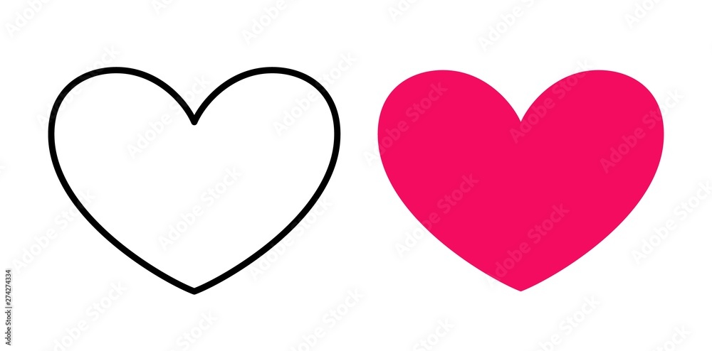 Poster icon heart contour shape and red color. favorite icon for online store interface design, app, web de