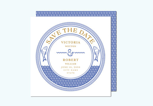 Nautical Themed Save the Date Invitation Layout