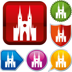 Set shiny icon series on buttons. Cathedral.
