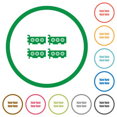 Cryptocoin mining farm flat icons with outlines