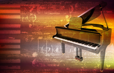 abstract grunge piano background with grand piano
