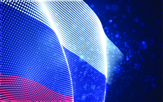 Vector bright glowing country flag of abstract dots. Russia