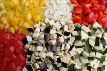 Hintergrund : Geschnittenes Gemüse.