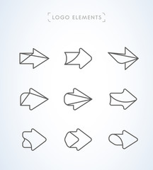 Set of line arrows. Logo icon collection 01. Vector illustration on white background