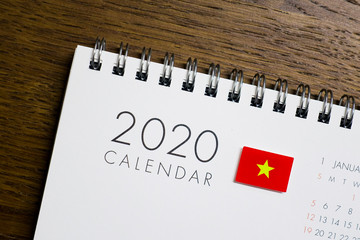 Vietnam Flag on 2020 Calendar