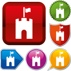 Obraz premium Set shiny icon series on buttons. Castle.