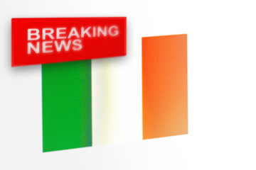 Breaking news, Ireland country's flag and the inscription news