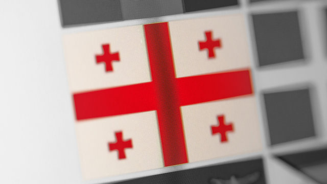 Georgia national flag of country. Georgia flag on the display, a digital moire effect. - Powered by Adobe