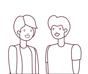 silhouette of young men in white background