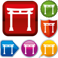 Set shiny icon series on buttons. Shintoism.