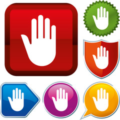 Obraz premium Set shiny icon series on buttons. Stop hand.