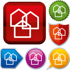 Fototapeta premium Set shiny icon series on buttons. Suburb.